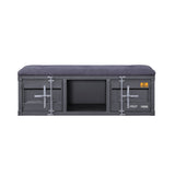 ACME Cargo Storage Bench in Gray Fabric & Gunmetal