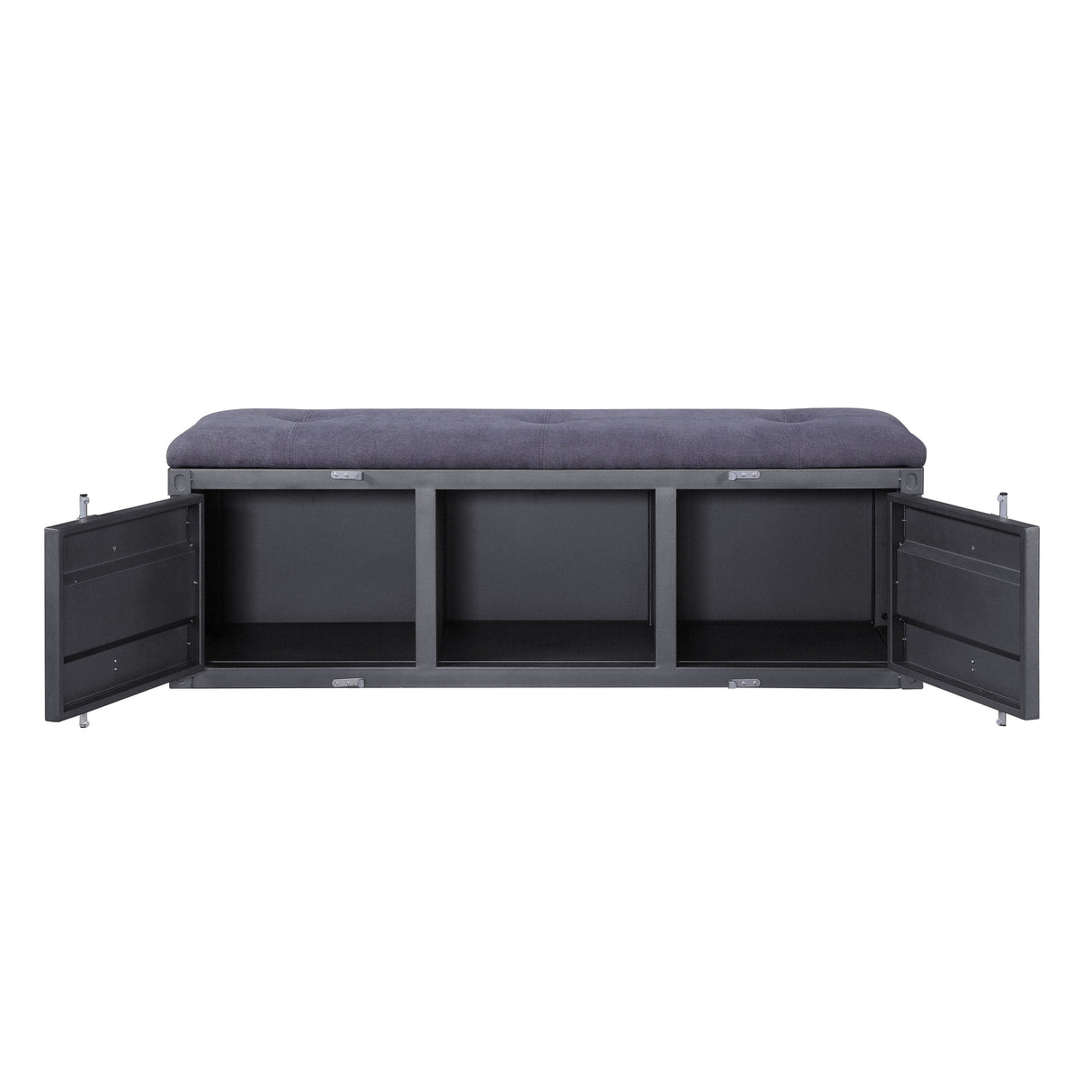 ACME Cargo Storage Bench in Gray Fabric & Gunmetal