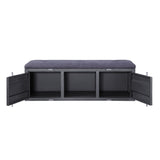 ACME Cargo Storage Bench in Gray Fabric & Gunmetal
