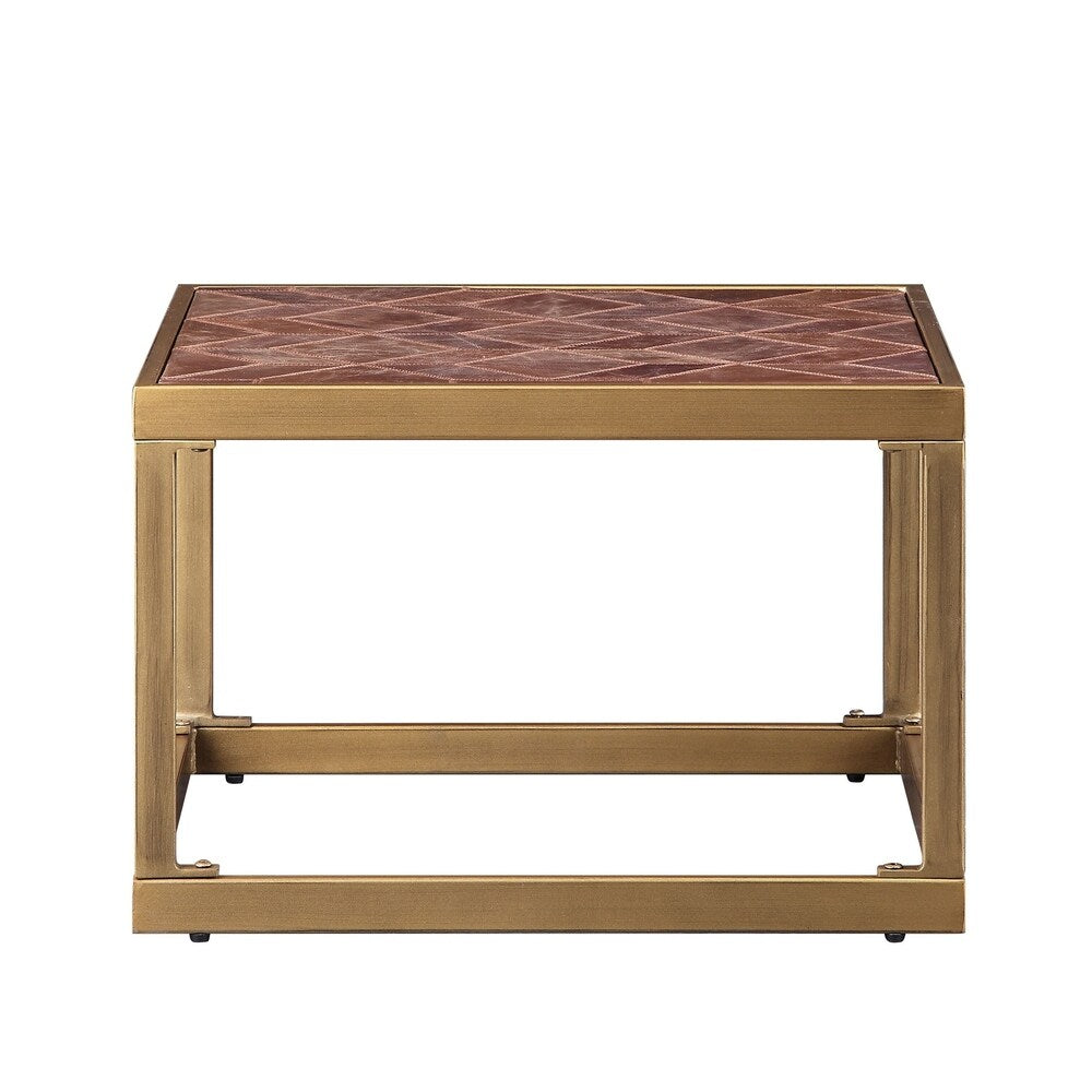 ACME Genevieve End Table in Retro Brown Top Grain Leather