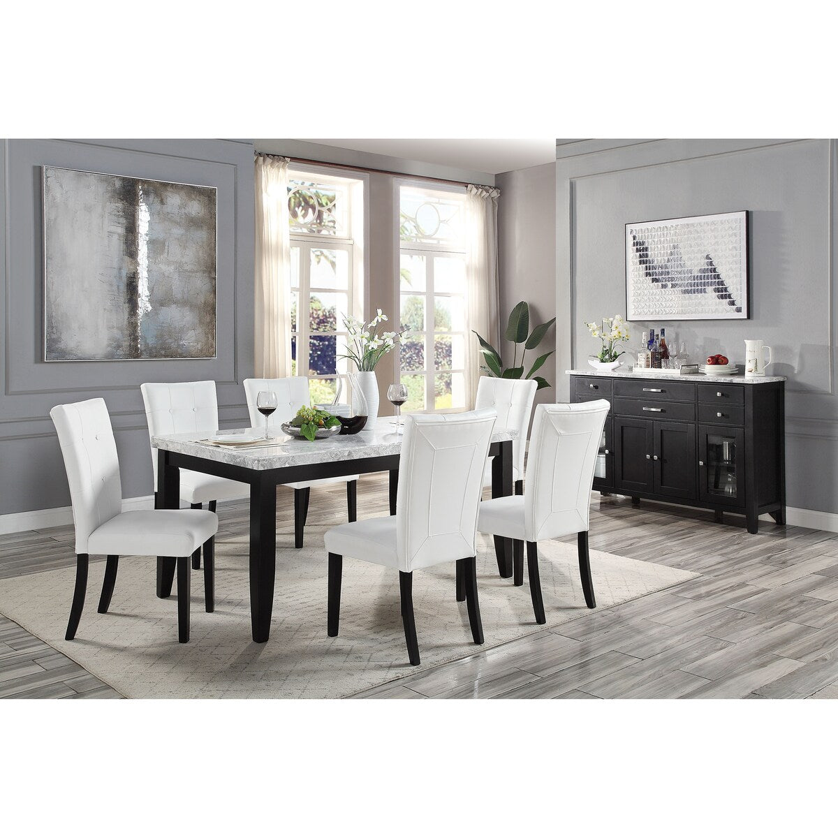 ACME Hussein Server in Marble & Black Finish