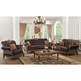 ACME Orianne Sofa w/2 Pillows, Charcoal Fabric & Antique Gold