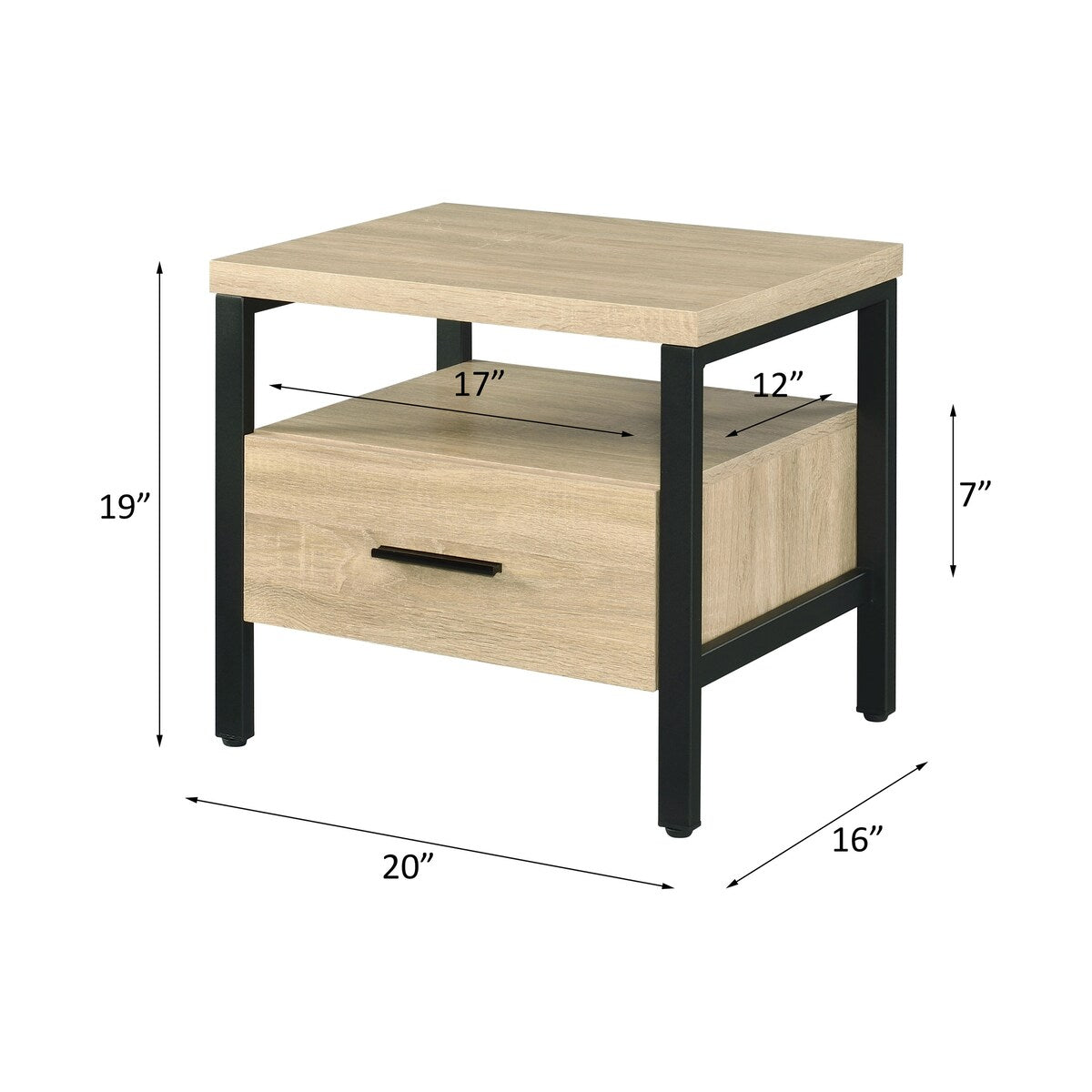 ACME Yawan Rectangular Accent Table in Oak and Black