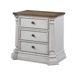 ACME York Shire Nightstand in Antique White and Dark Charcoal