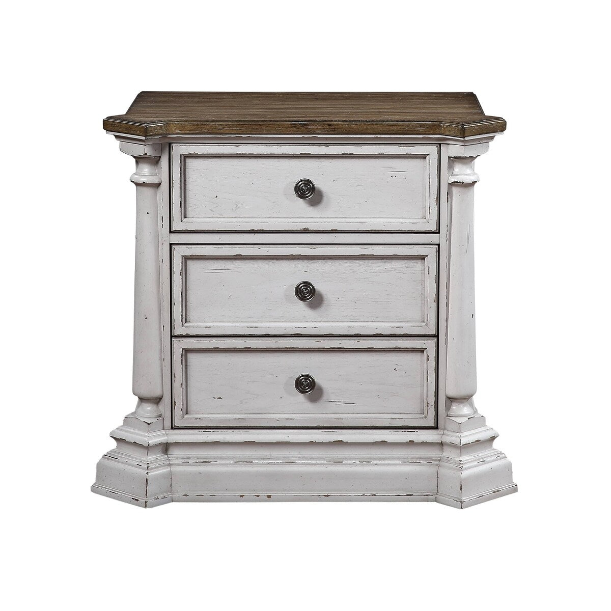 ACME York Shire Nightstand in Antique White and Dark Charcoal