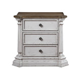 ACME York Shire Nightstand in Antique White and Dark Charcoal