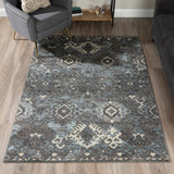 ADDISON Blair Distressed Ikat Gray/Blue Area Rug (3'3"X5'1") - 3'3"X5'1"