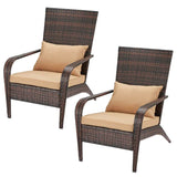 AECOJOY Patio Chairs High Back Wicker Outdoor Dining Chair(Set of 2)