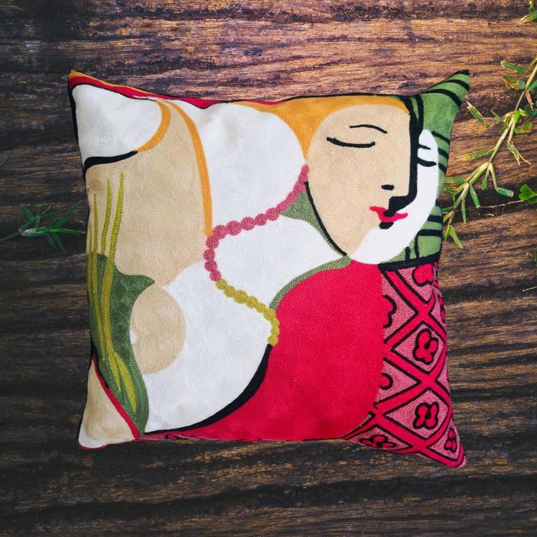 AIRI 18"x18" Claire Picasso Hand Embroidered Decor Throw Pillowcover
