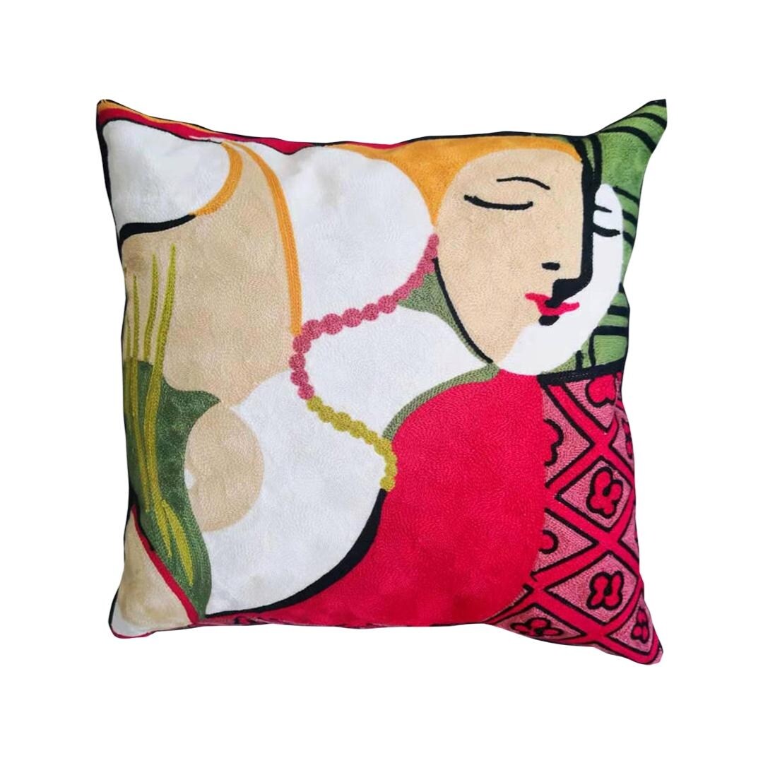 AIRI 18"x18" Claire Picasso Hand Embroidered Decor Throw Pillowcover