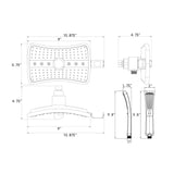 AKDY SH0104 9" Rectangular Shower Head with 4 Multi-Function Modes and Wand Combo in Oiled-Rubbed Bronze