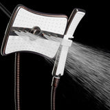 AKDY SH0104 9" Rectangular Shower Head with 4 Multi-Function Modes and Wand Combo in Oiled-Rubbed Bronze