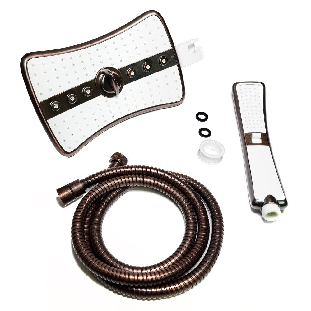 AKDY SH0104 9" Rectangular Shower Head with 4 Multi-Function Modes and Wand Combo in Oiled-Rubbed Bronze