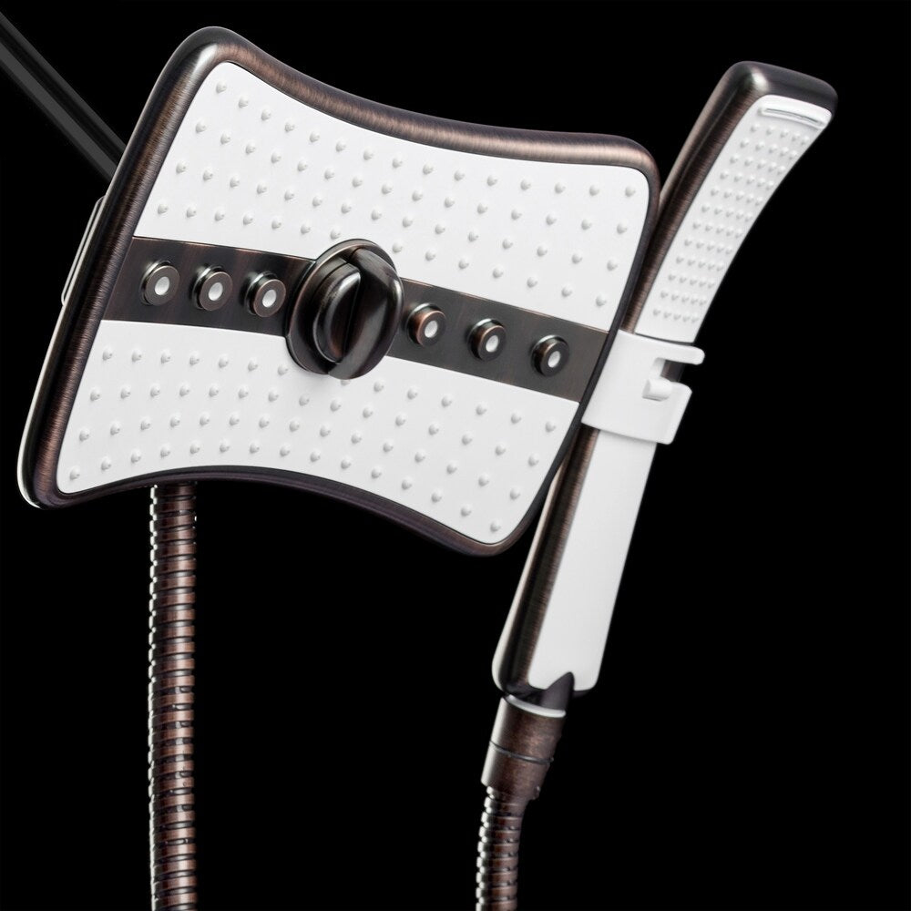 AKDY SH0104 9" Rectangular Shower Head with 4 Multi-Function Modes and Wand Combo in Oiled-Rubbed Bronze