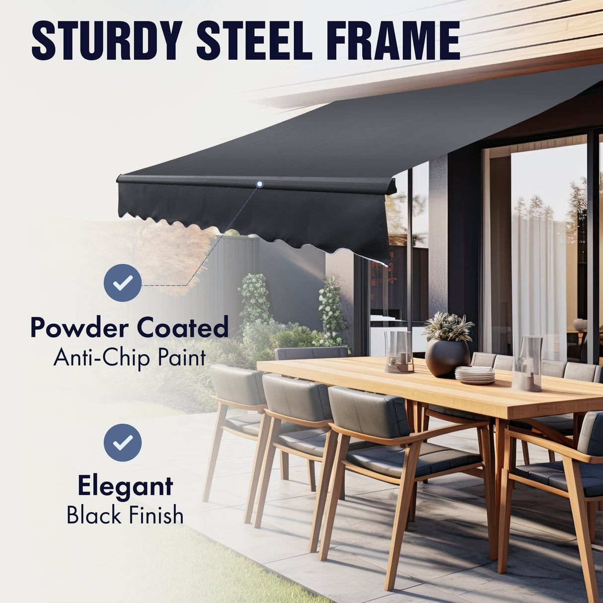 ALEKO 10 x 8 ft Motorized Black Frame Retractable Home Patio Canopy Awning