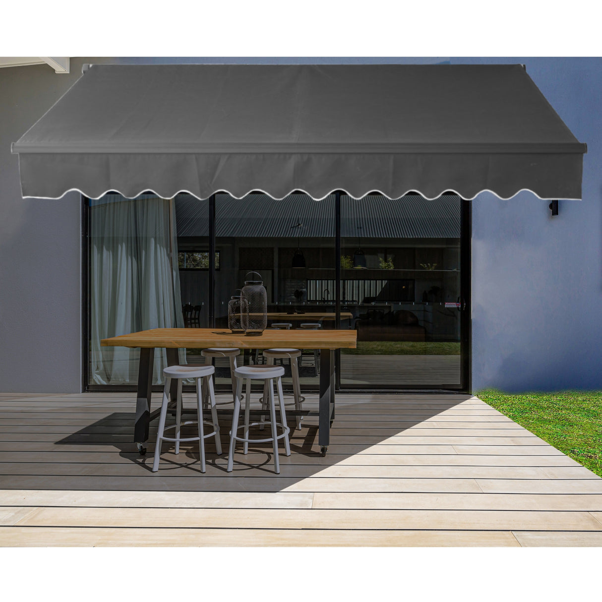 ALEKO 10 x 8 ft Motorized Black Frame Retractable Home Patio Canopy Awning