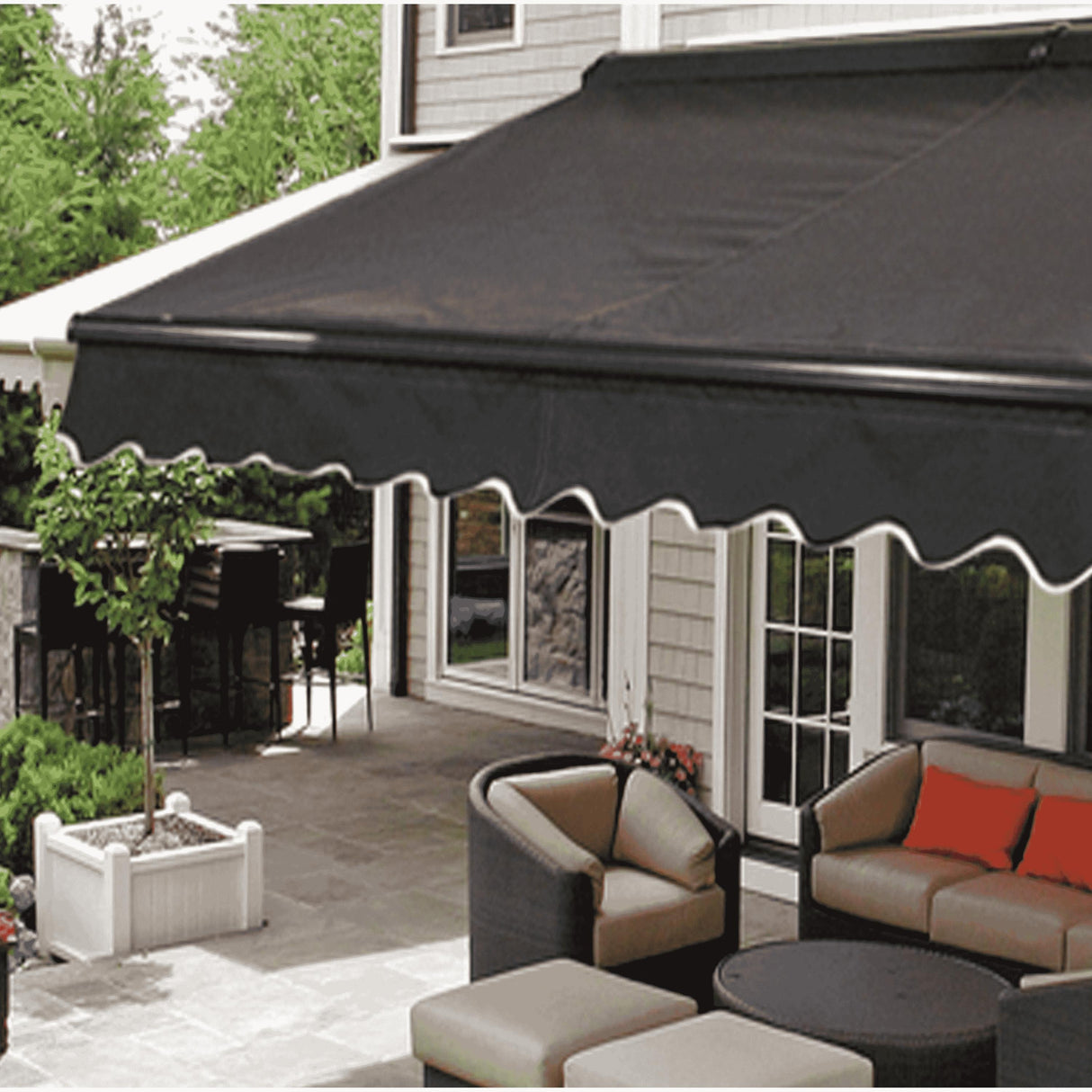 ALEKO 10 x 8 ft Motorized Black Frame Retractable Home Patio Canopy Awning