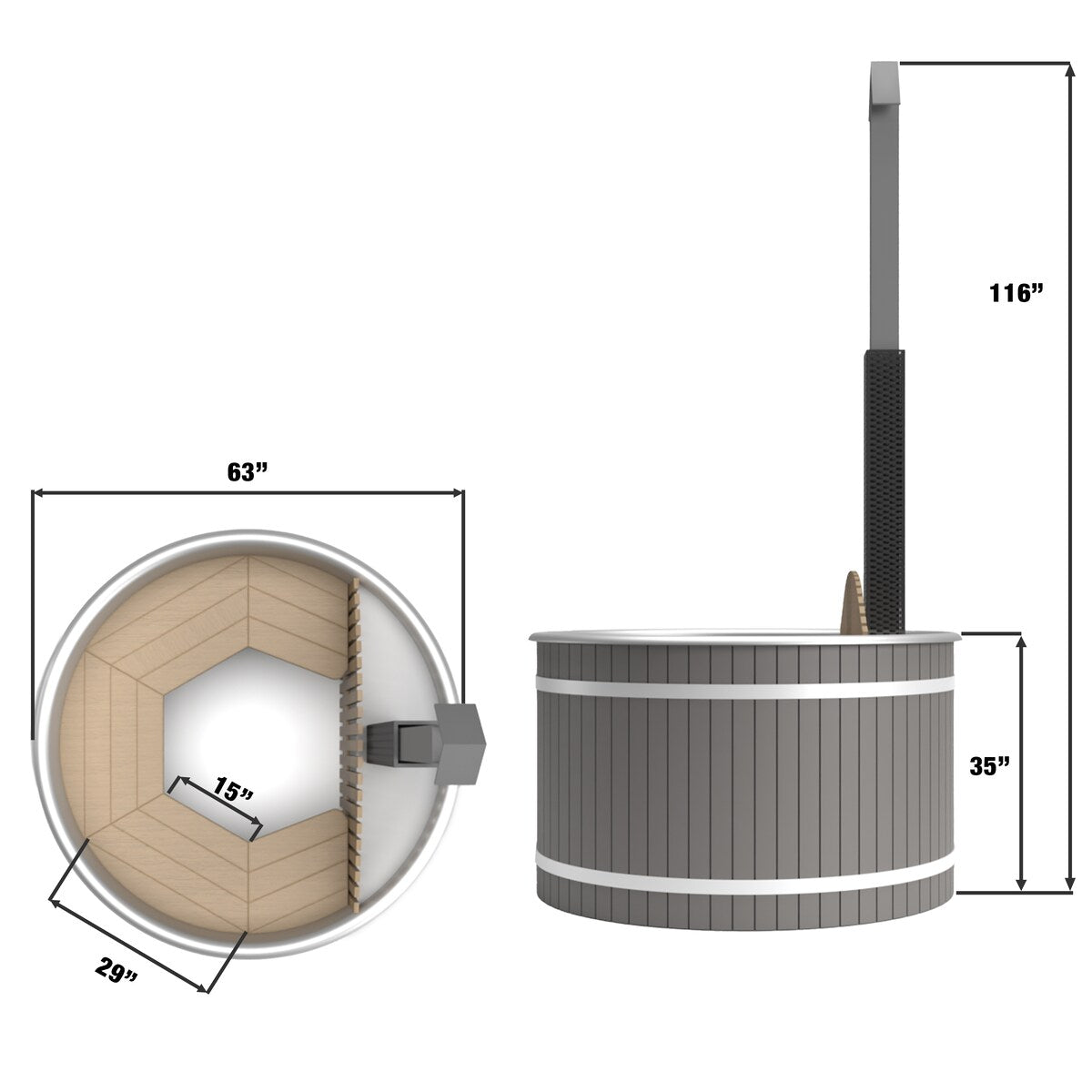 ALEKO 3-5 People Stainless Steel Hot Tub & Cold Plunge Tub Wood-Fired Heater