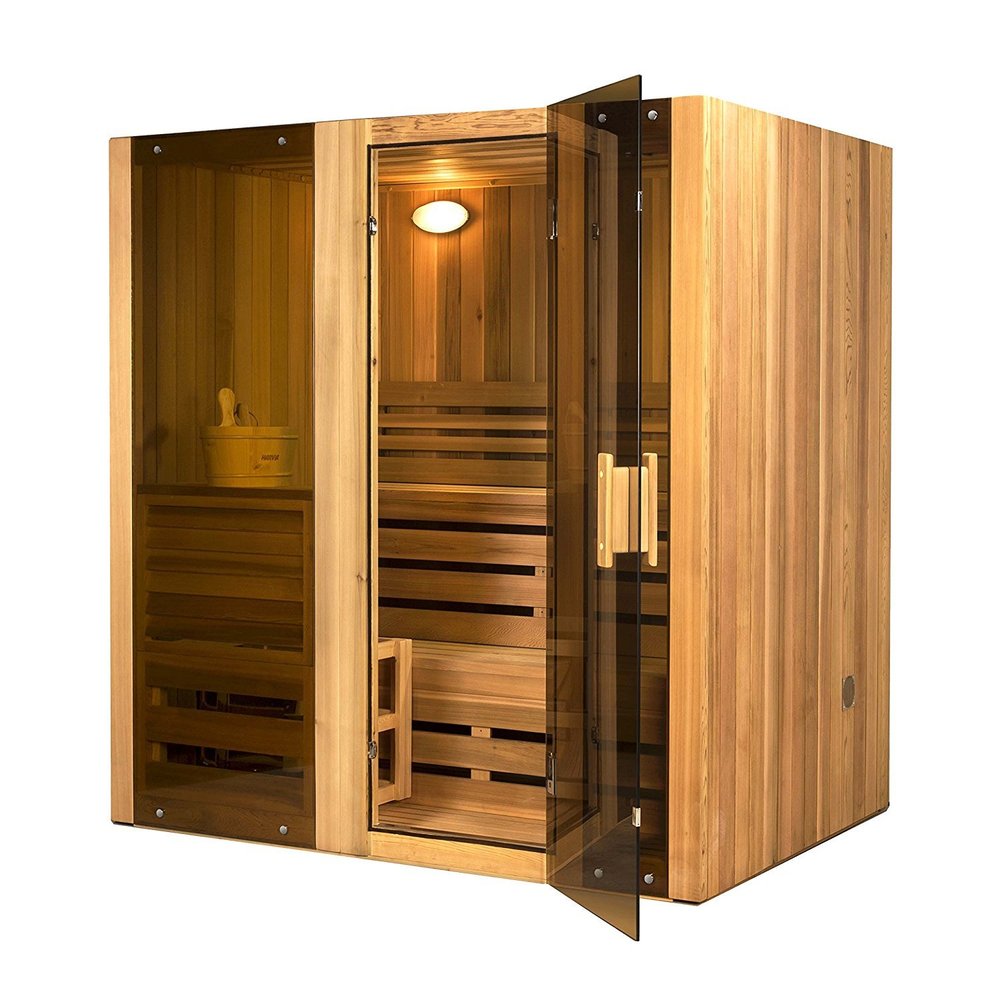 ALEKO 3 Person Indoor Wet Dry Steam Room Sauna with Heater - 59 x 51 x 75 inches
