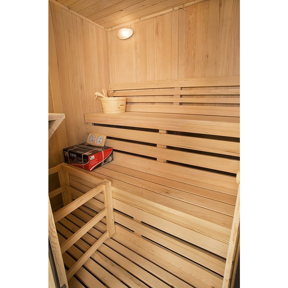 ALEKO 3 Person Indoor Wet Dry Steam Room Sauna with Heater - 59 x 51 x 75 inches