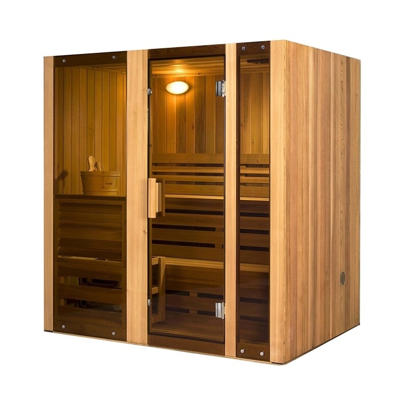 ALEKO 3 Person Indoor Wet Dry Steam Room Sauna with Heater - 59 x 51 x 75 inches