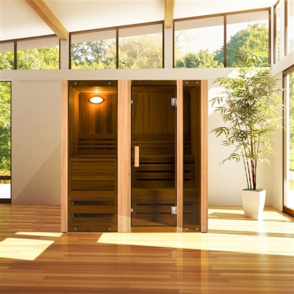 ALEKO 3 Person Indoor Wet Dry Steam Room Sauna with Heater - 59 x 51 x 75 inches