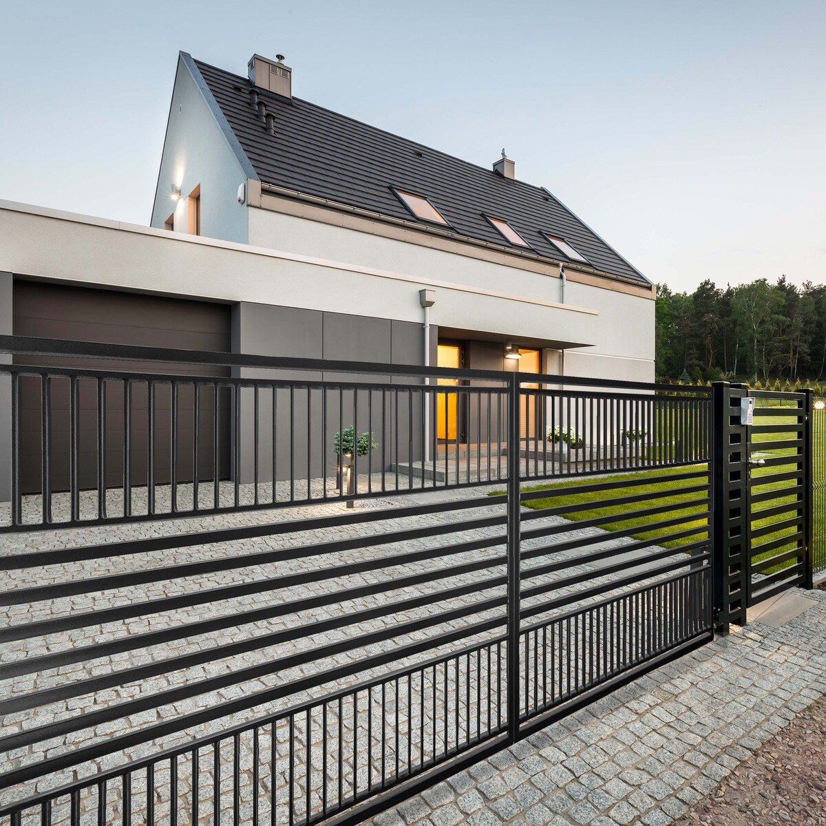 ALEKO Barcelona Style 16 ft Steel Dual Swing Garden Driveway Gate with Opener
