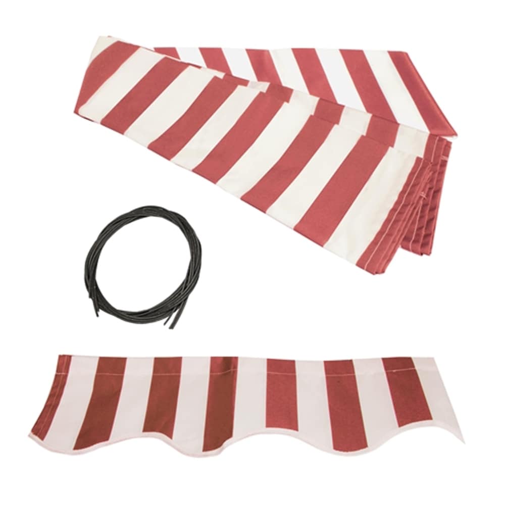 ALEKO Caribbean Motorized Retractable Patio Awning - Black Frame - Red & White Striped - 16 x 10 Feet