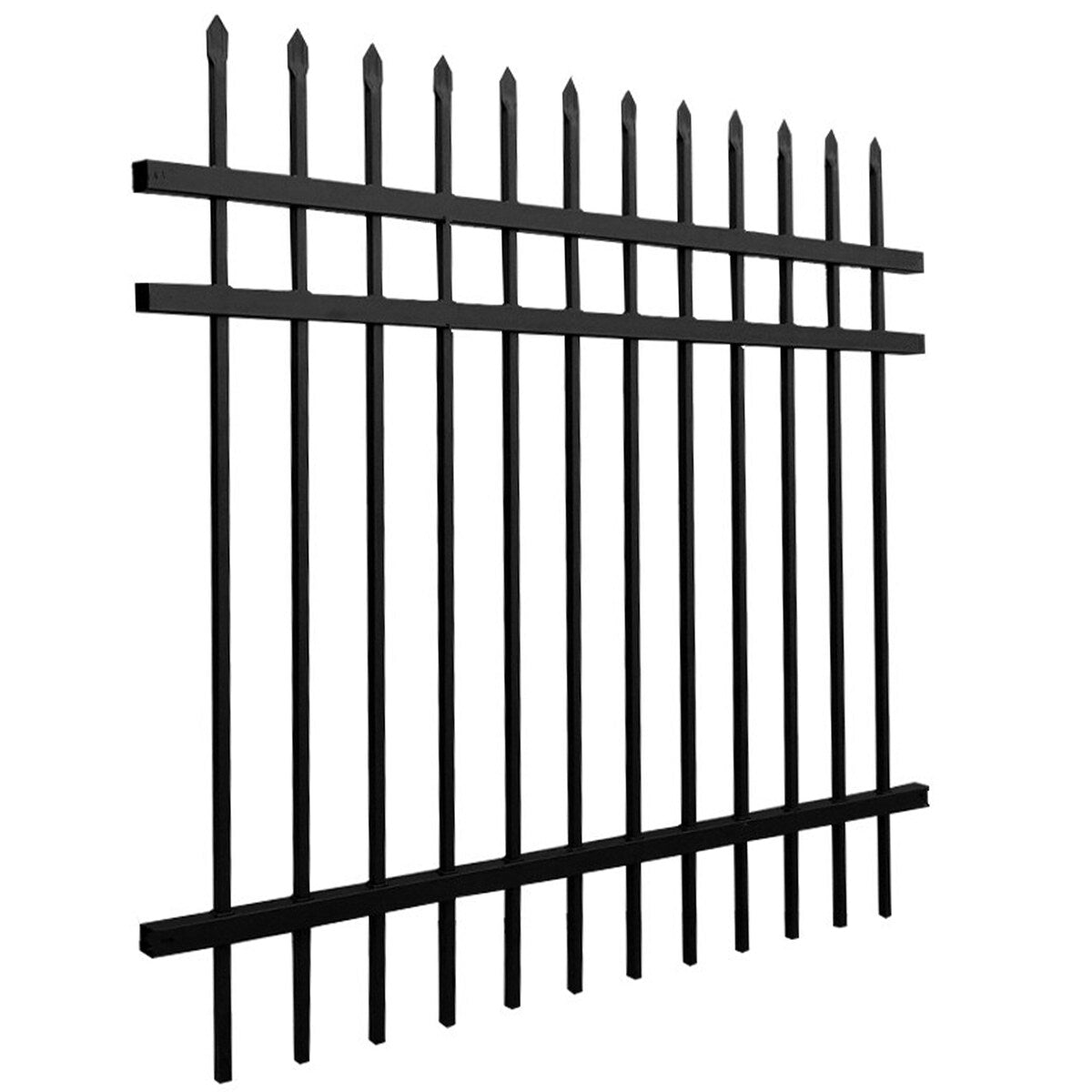 ALEKO Garden Yard Black 8 Panels Steel Fence Kit Straight Top Brussels Style