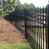 ALEKO Garden Yard Black 8 Panels Steel Fence Kit Straight Top Brussels Style