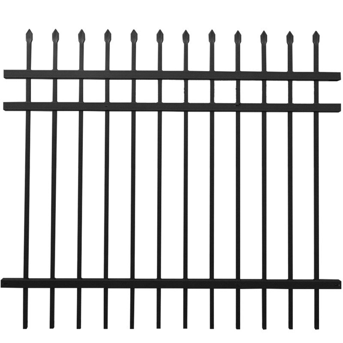 ALEKO Garden Yard Black 8 Panels Steel Fence Kit Straight Top Brussels Style