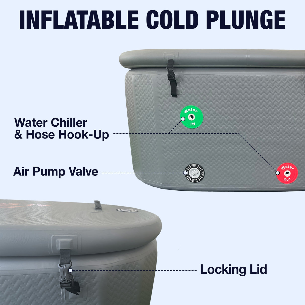 ALEKO Inflatable Cold Ice Plunge Portable Bath Tub with Cover