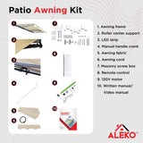 ALEKO Motorized LED 12 x 10 ft Half Cassette Retractable Awning Ivory
