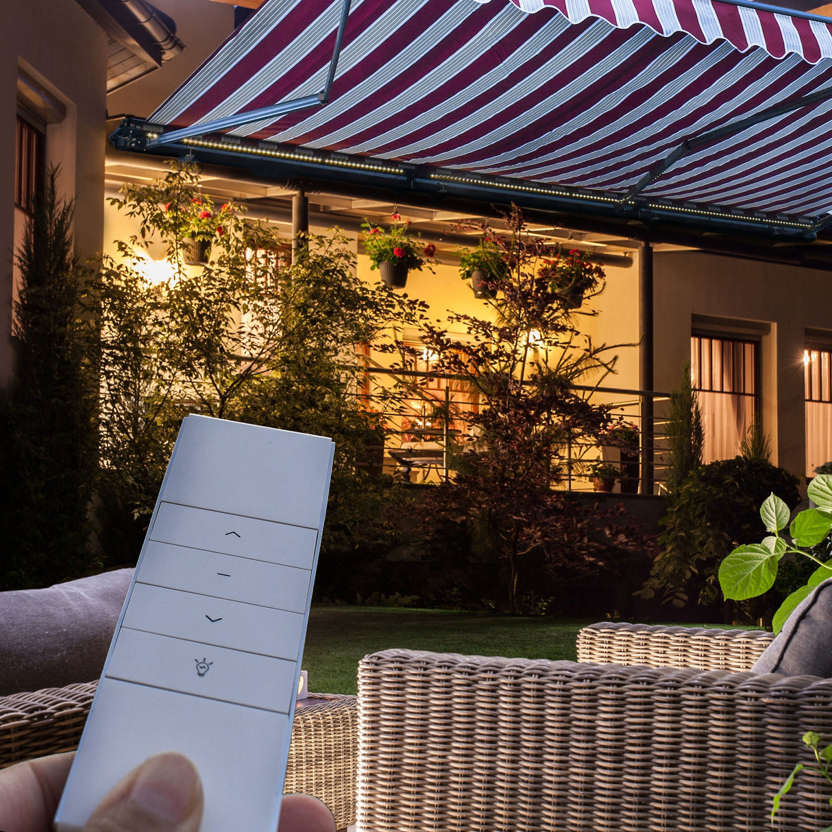 ALEKO Motorized LED 12 x 10 ft Half Cassette Retractable Awning Ivory