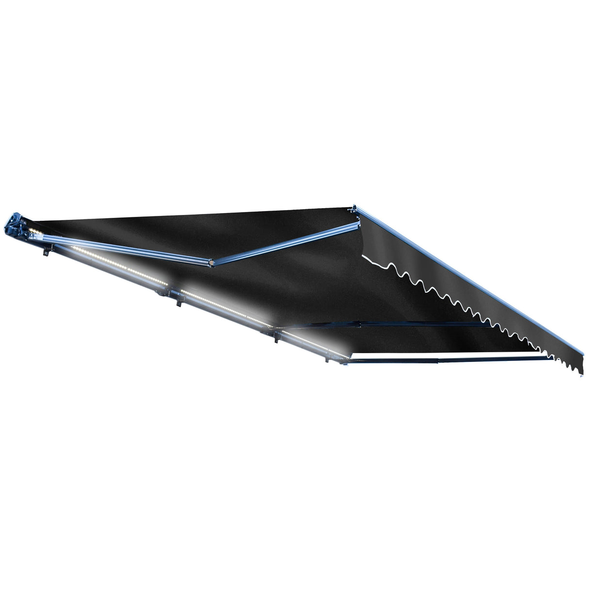 ALEKO Motorized LED 16 x 10 ft Semi-Cassette Retractable Awning Black - Moroccan Collection