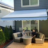 ALEKO Motorized Retractable Patio 16 x 10 ft Awning Sky Blue Home Canopy
