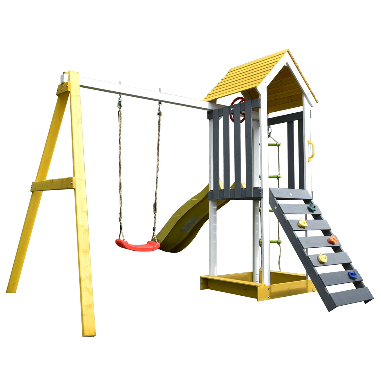 ALEKO Outdoor Backyard Versatile Wooden Swing Playset