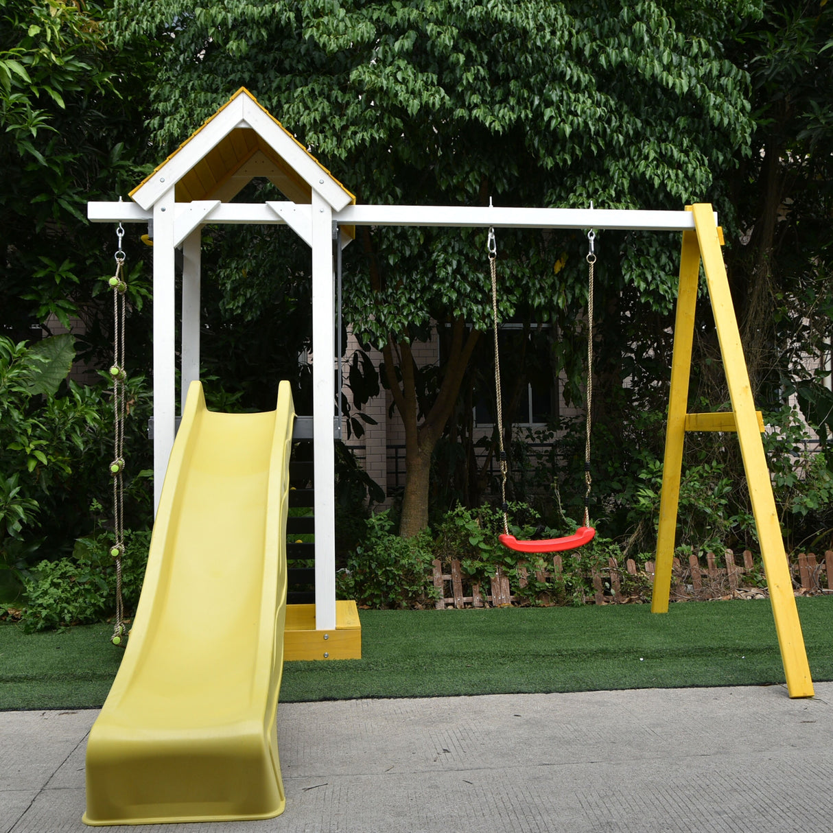ALEKO Outdoor Backyard Versatile Wooden Swing Playset