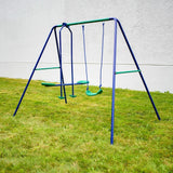 ALEKO Outdoor Sturdy Child Swing Set with 1 Swing and 1 Glider - Blue and Green