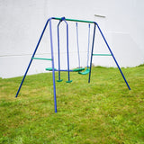 ALEKO Outdoor Sturdy Child Swing Set with 1 Swing and 1 Glider - Blue and Green