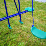 ALEKO Outdoor Sturdy Child Swing Set with 1 Swing and 1 Glider - Blue and Green