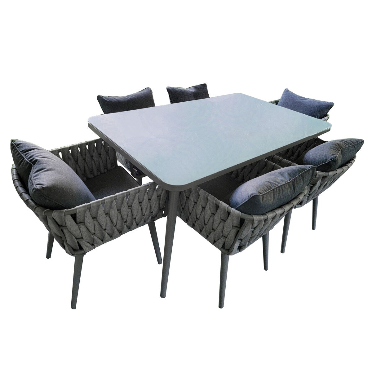ALEKO Rattan Wicker 7-Piece Indoor/Outdoor Dining Patio Furniture - Irvine Set