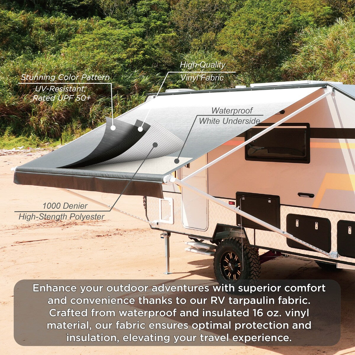 ALEKO Replacement Vinyl Fabric for 12 x 8 ft RV Awning Black Fade