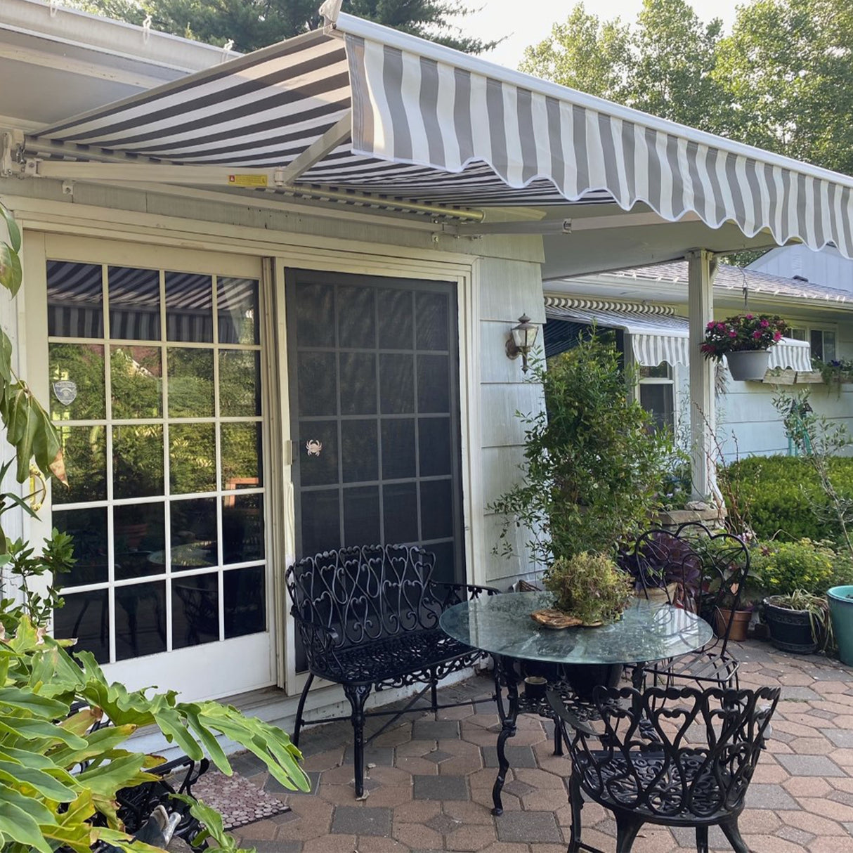 ALEKO Retractable Motorized Patio Awning 16 x 10 Feet Grey White Color