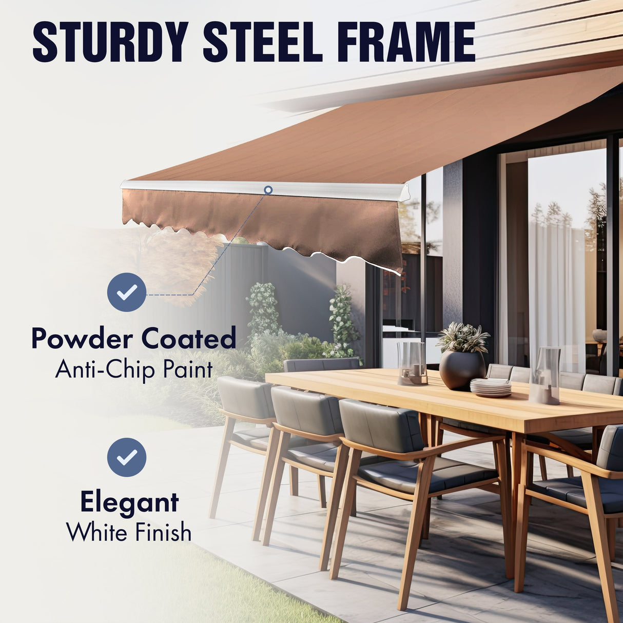 ALEKO Retractable Motorized Patio Awning 16 x 10 Feet Grey White Color