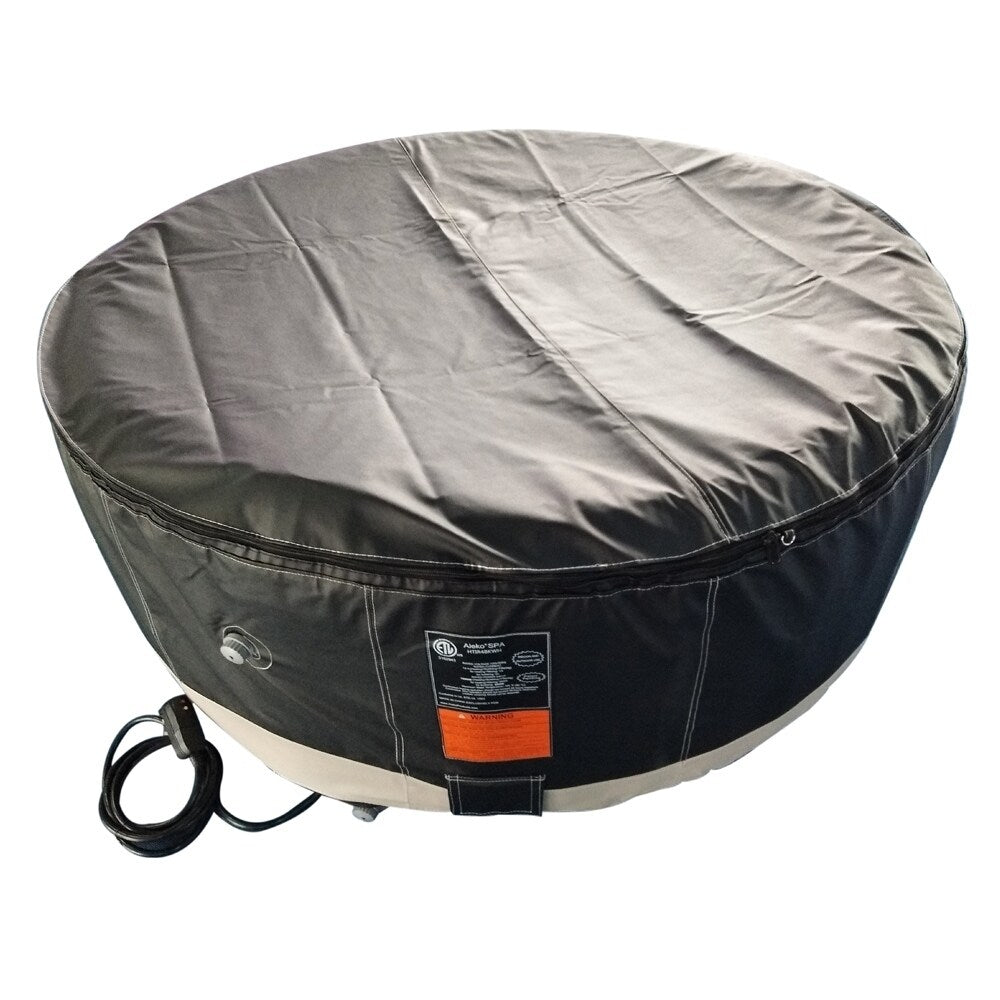 ALEKO Round Inflatable Hot Tub With Cover 4 Person Black and White