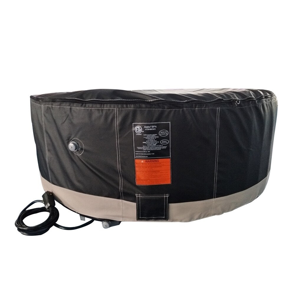 ALEKO Round Inflatable Hot Tub With Cover 4 Person Black and White