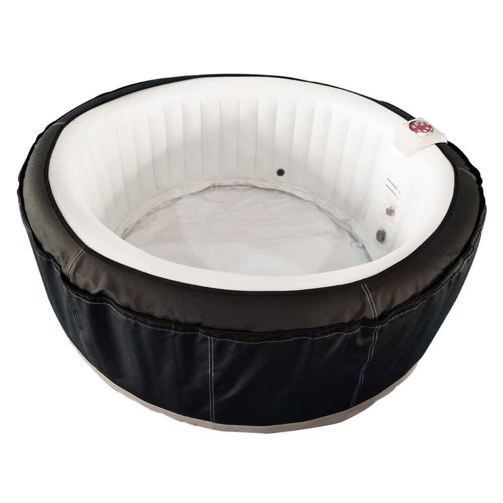 ALEKO Round Inflatable Hot Tub With Cover 4 Person Black and White