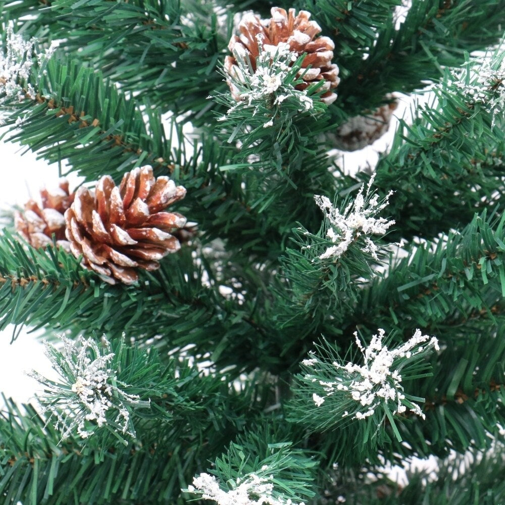 ALEKO Snow Dusted Artificial Christmas Tree with Pine Cones 6 Foot