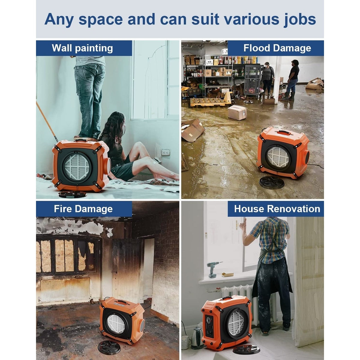 ALORAIR PureAiro HEPA Max 970 industrial Air Scrubber, 3-Stage Filtration System, GFCI Outlet - Orange